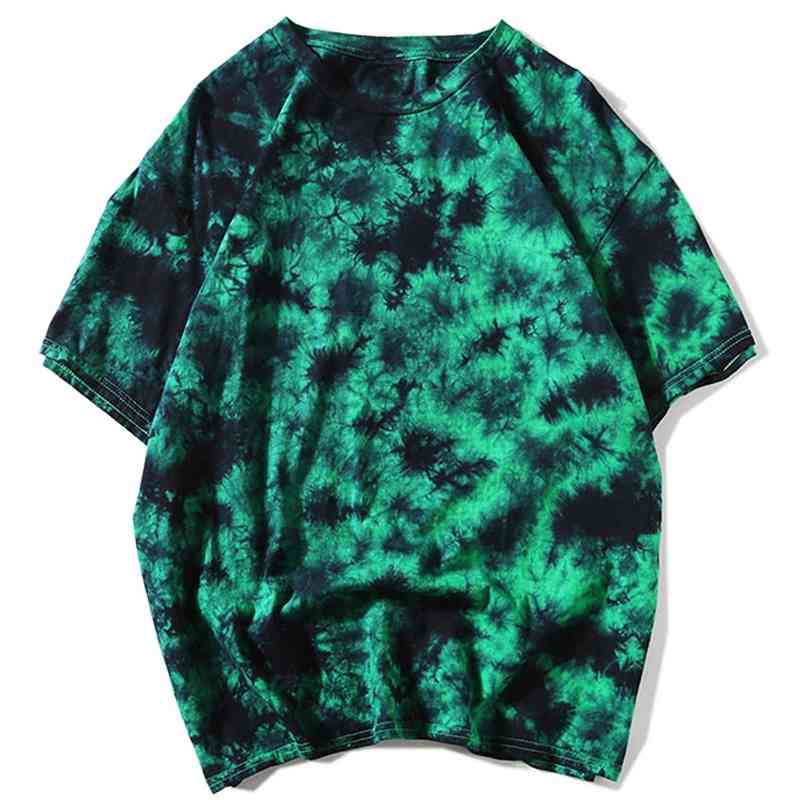 Tie Dye t shirt Unisex Hip Hop T-shirt Summer Mens Round Neck loose Tshirts 100%cotton Womens Oversize Tees Tops 210623