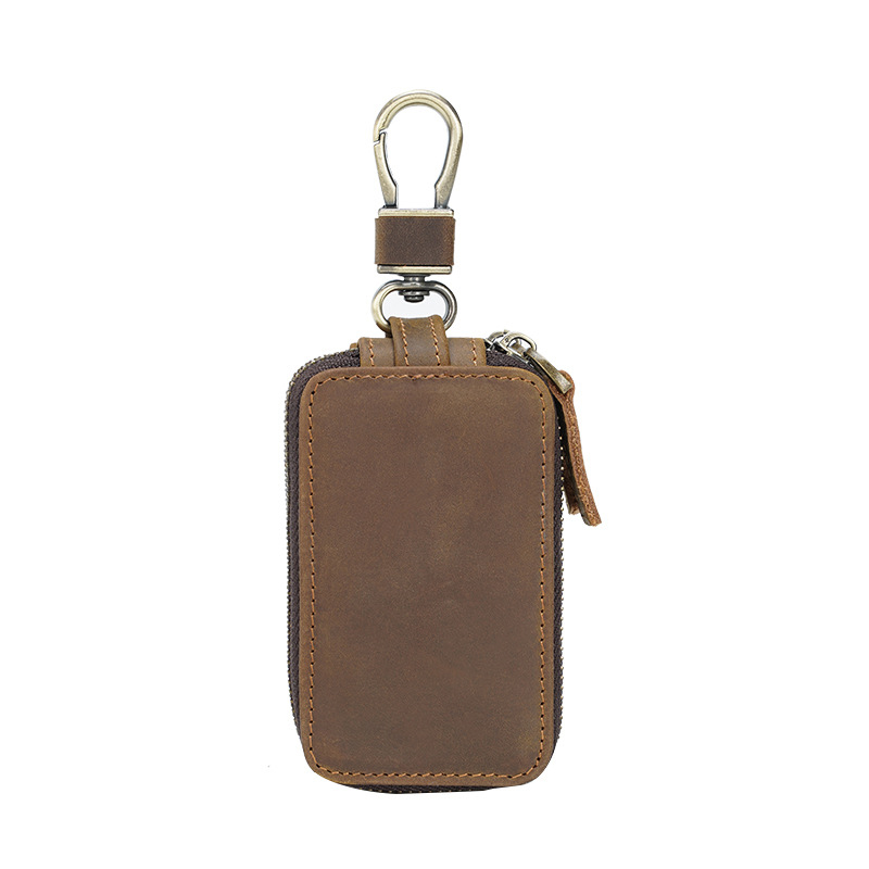Men Key Holder Housekeeper Leather Car Key Wallets Keys Organizer Women Keychain Covers Zipper Key Case Bag Unisex Pouch Purse