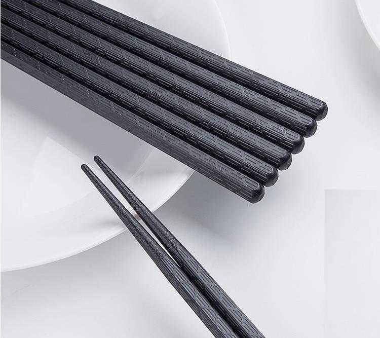 500Pairs Black Chopstick Restaurant Durable Japanese Chopstick Sushi Black Alloy Chopstick Chinese Food Bulk Sale