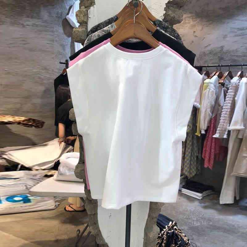 Nomikuma Summer New Sleeveless Graphic T Shirts Causal Solid O-neck Woman Tee Tops Korean Elegant Femme Tshirt 6H502 210427