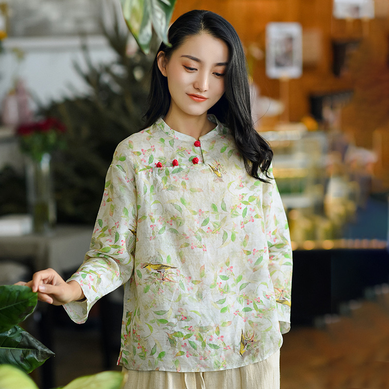 Johnature Women Ramie Vintage Shirts Stand Print Floral Long Sleeve Tops Button Spring High Quality Blouses Chinese Style Shirts 210521, Green
Johnature Women Ramie Vintage Shirts Stand Print Floral Long Sleeve Tops Button Spring High Quality Blouses Chinese Style Shirts 210521, Green