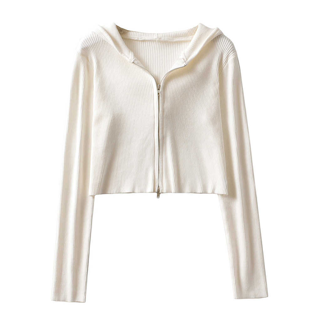 Zip-up Cardigan Women Jacket Outwear Mujer Zoravcky Basic Coat Jogger Short Sport Hoddied Crop Top Femme Casual Autumn 210914