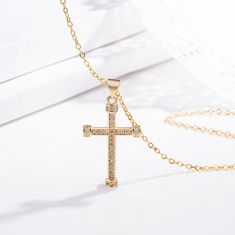 14K Gold Cross Necklaces for Women Dainty Diamond Cubic Zirconia Crucifix Cross Necklace Faith Pendant Jewelry Religious Jewelry Christmas Mother'
