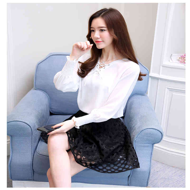 Fall Fashion Casual Women Blouses Shirts Lady Long Sleeve Loose Sexy Bow Tie Top Bottoming Shirt 0720 30 210506