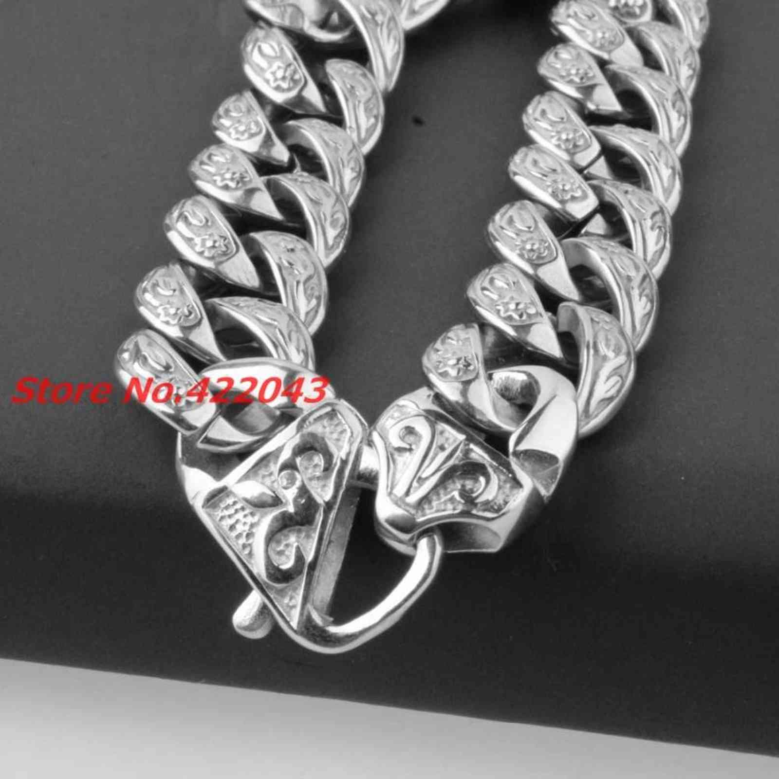 Fashion Mens Boy's Bangles 15mm Solid Silver Color 316l Stainless Steel Cast Flower Design Cuban Link Chain Bracelets 9" Jewelry
Fashion Mens Boy's Bangles 15mm Solid Silver Color 316l Stainless Steel Cast Flower Design Cuban Link Chain Bracelets 9" Jewelry