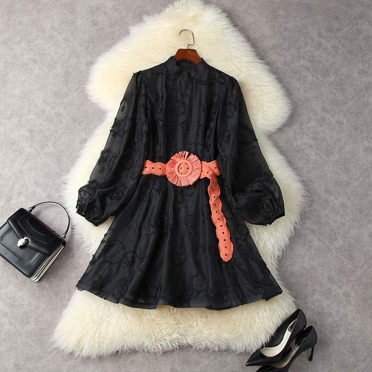2021 Summer Fall Long Sleeve Stand Collar Orange / Black Pure Color Organza Embroidery Belted Knee-Length Dress Elegant Casual Dresses 21Q3012508, Black;gray
2021 Summer Fall Long Sleeve Stand Collar Orange / Black Pure Color Organza Embroidery Belted Knee-Length Dress Elegant Casual Dresses 21Q3012508, Black;gray