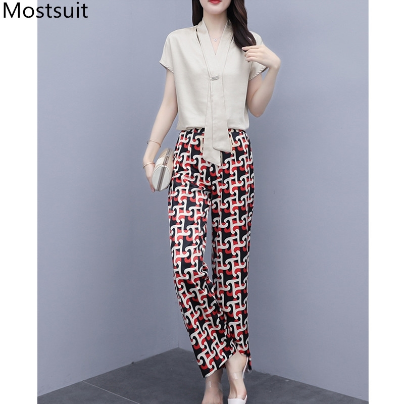 Summer Office Fashion Two Piece Pants Sets Women Short Sleeve Tops + Printed Ankle-length Korean Suits Outfits Femme 210518, Picture color
Summer Office Fashion Two Piece Pants Sets Women Short Sleeve Tops + Printed Ankle-length Korean Suits Outfits Femme 210518, Picture color
