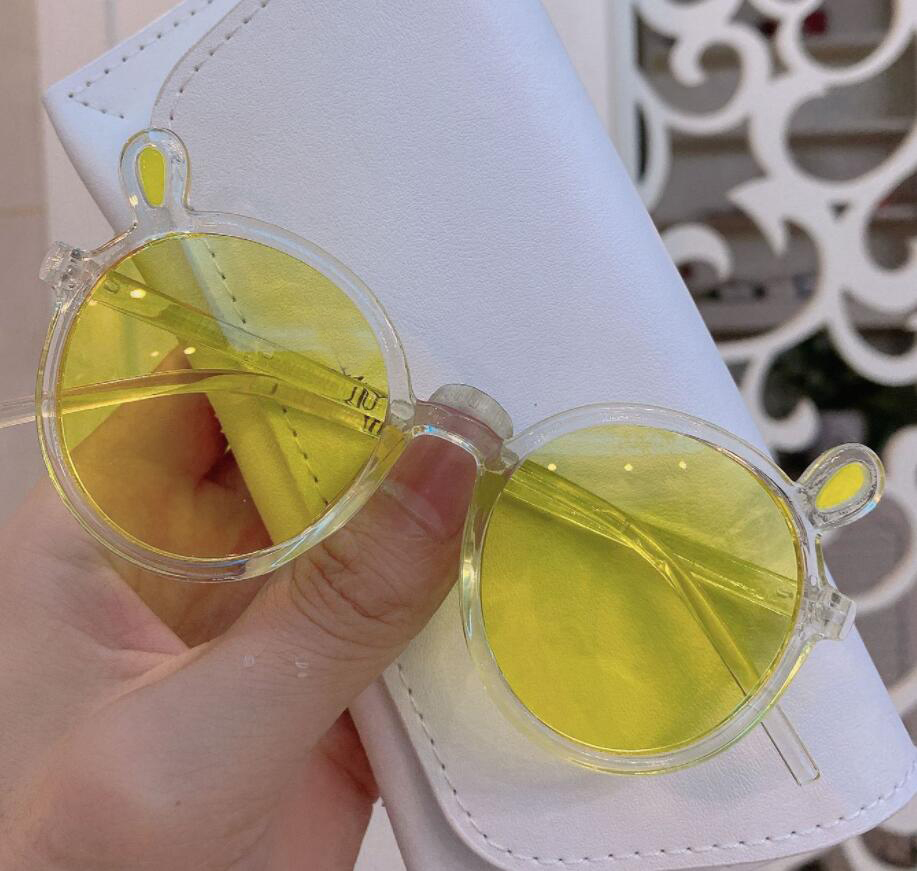 summer Trendy children's travel, cycling sunglasses fashion cute ears round frame glasses transparent cartoon kid boy girl Ski mountaineer beache