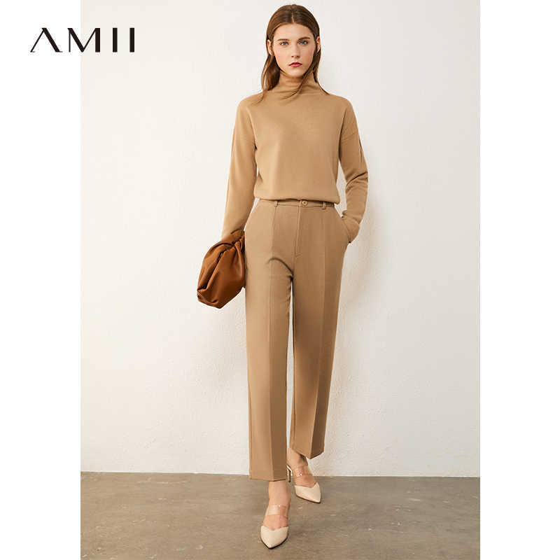 Minimalism Autumn Women's Pant OLstyle Suit Causal Solid High Waist Ankel-lenght s Female s 12030451 210527