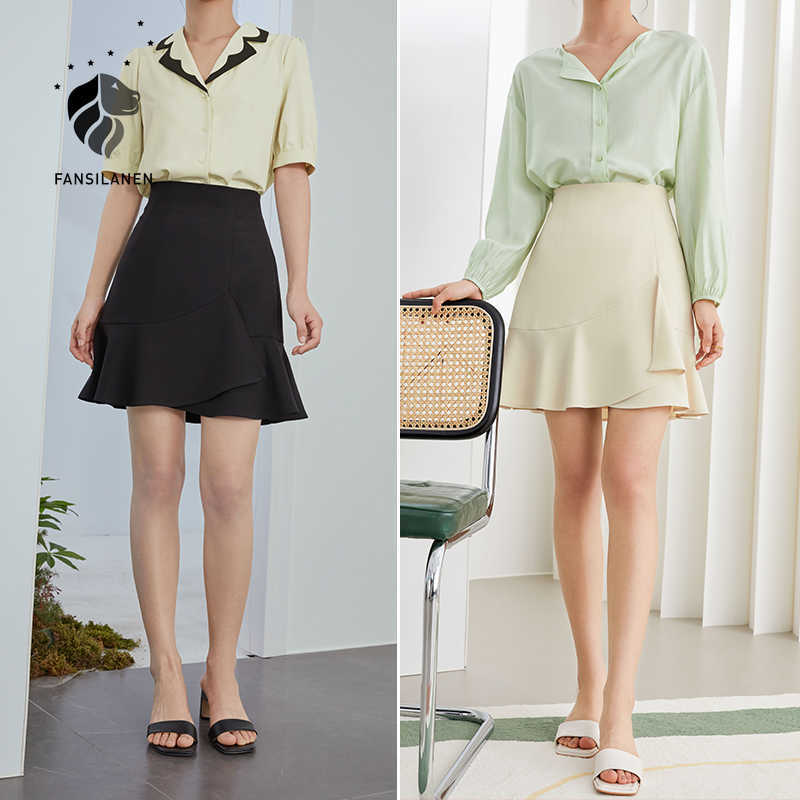 FANSILANEN Black Irregular Ruffle Skirt Female Summer A-line High Waist Short Thin Hip Woman s 210607, Beige
FANSILANEN Black Irregular Ruffle Skirt Female Summer A-line High Waist Short Thin Hip Woman s 210607, Beige