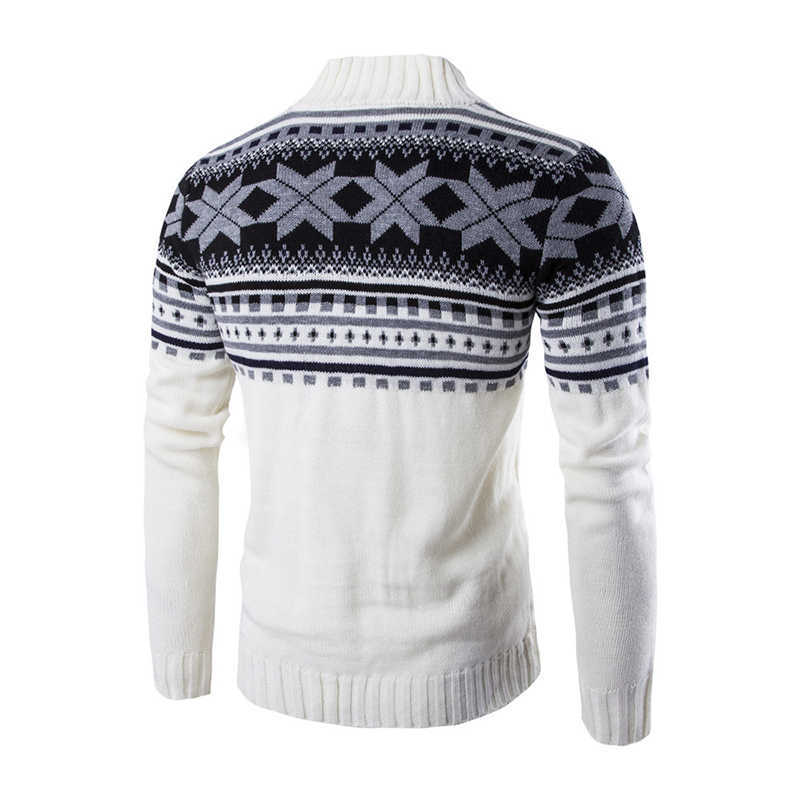 Autumn Winter Warm Christmas Sweater Men Fashion Printed Single-breasted Knit Cardigan Casual Stand Collar Mens Cardigan Sweater 211018