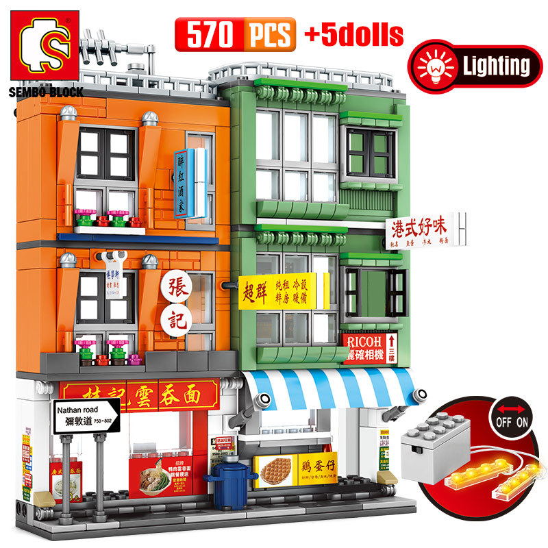 SEMBO City Street View Hong Kong Style Shop Figures Bricks Creator LED House Architecture Building Blocks DIY Toys For Children X0503
SEMBO City Street View Hong Kong Style Shop Figures Bricks Creator LED House Architecture Building Blocks DIY Toys For Children X0503