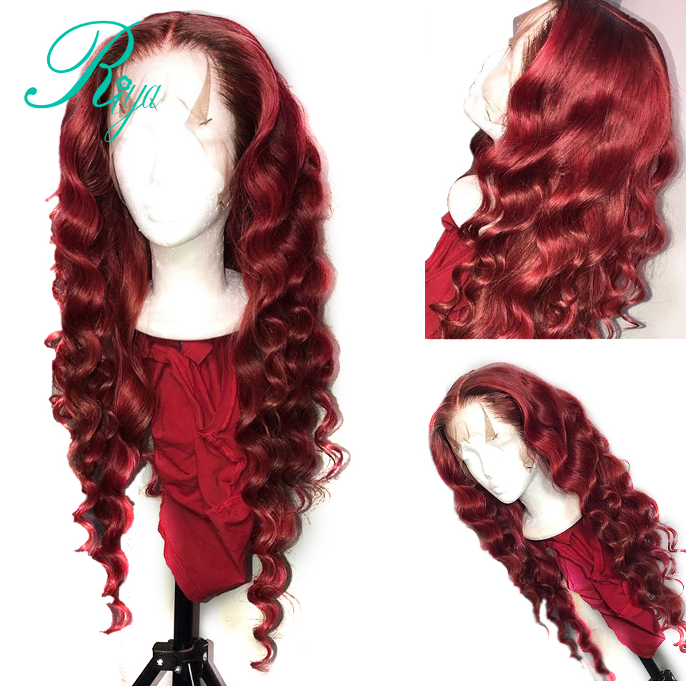 Free shipping Red Deep Wave Lace Front Wigs Long Middle Part Synthetic Wig For Women Pre Plucked With Natural Hairline