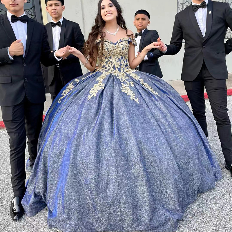Charro Vestidos De XV Años Quinceanera Dress Ball Gown Sequins Lace Mexican Black Mexican Girls Birthday Sweet 15 Gowns