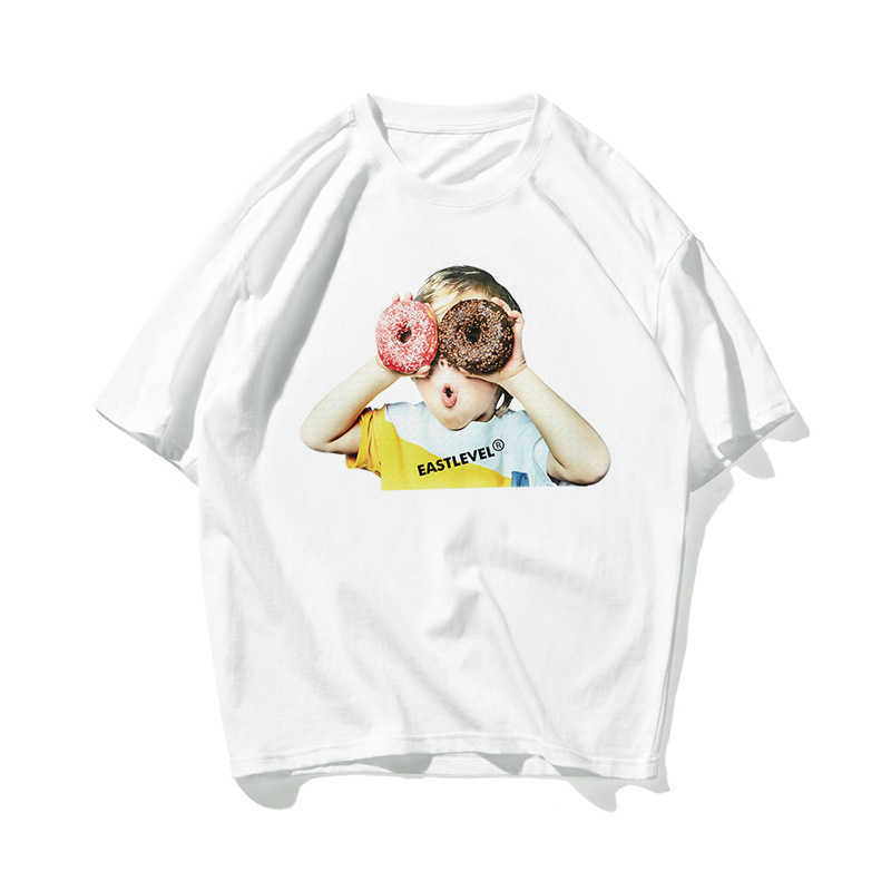 Donuts Boy Hip Hop Oversize T Shirt Men Streetwear Korean Tshirt Short Sleeve Cotton Loose HipHop T-Shirt Couple Summer 210603