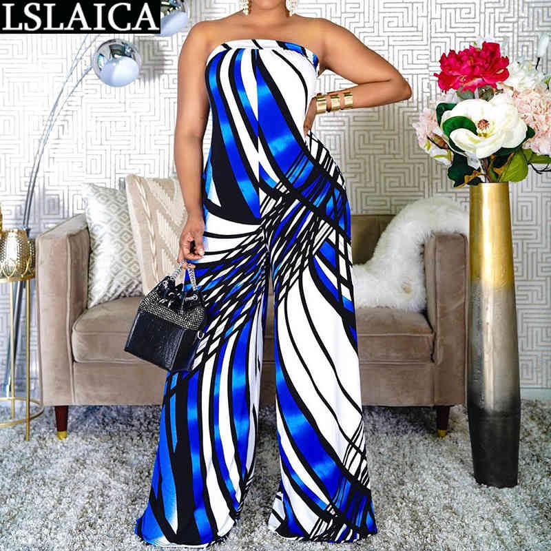 Wholesale Africa Style Jumpsuits Off The Shoulder Print Loose Fashion Casual Bodysuit Women Summer Elegant Streetwear Rompers 210515