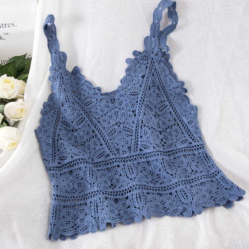 Summer Sweet Short Style Lace Vest crop top Women Hollow Out Fashion Camis Vacation Beach Knitted LooseTop Womens Sexy Tank Tops 210625