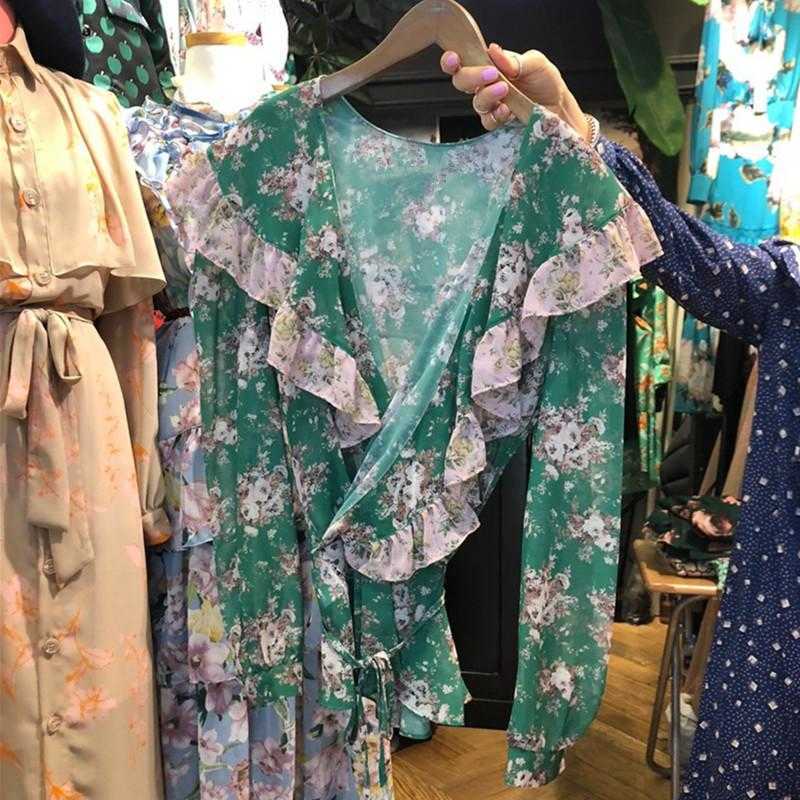 Summer All Match Floral Print Retro Turn Down Collar Ruffles Shirts Women Tops 210615, Gree
Summer All Match Floral Print Retro Turn Down Collar Ruffles Shirts Women Tops 210615, Gree