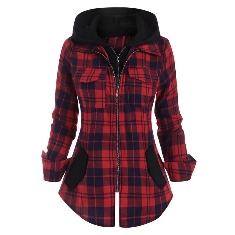 Women's Jackets Autumn Vintage Retro Plaid With Pockets Casual Zipper Long Sleeve Hooded For Women Jaquetas, Black;brown
Women's Jackets Autumn Vintage Retro Plaid With Pockets Casual Zipper Long Sleeve Hooded For Women Jaquetas, Black;brown