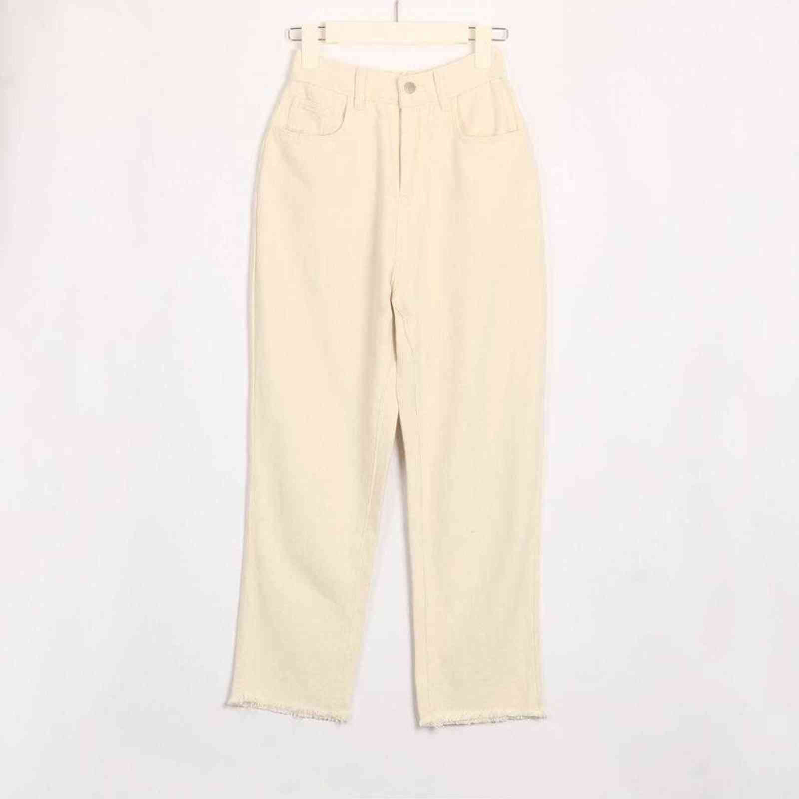 Wixra Stylish Solid Casual Women's Pants High Waist Pockets Long Trousers Spring Autumn Ladies Jeans Bottom 211124Z