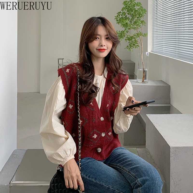 WERUERUYU Women Fashion Knitted Vest Sweater Vintage V Neck Short Sleeve Button-up Female Waistcoat Chic Tops 210608, Photo color
WERUERUYU Women Fashion Knitted Vest Sweater Vintage V Neck Short Sleeve Button-up Female Waistcoat Chic Tops 210608, Photo color