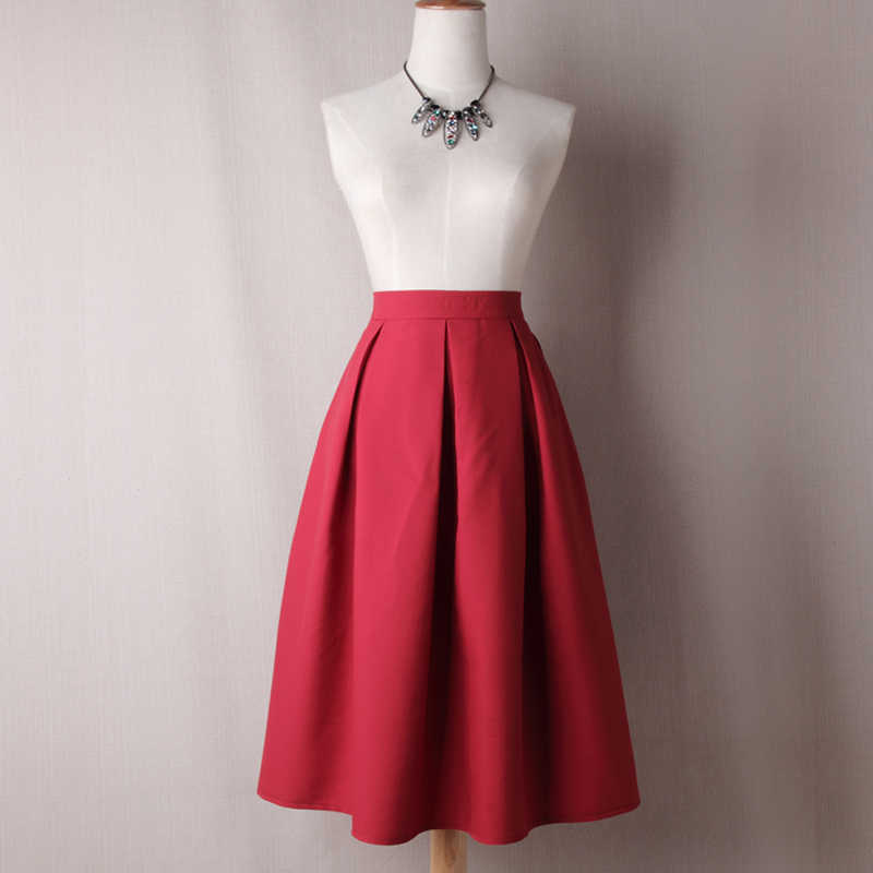 Neophil Summer Ladies Black Pleated Ball Gown Skater Midi Skirts Solid Plus Size XXXL Office Wear Tutu Saias S8322 210621