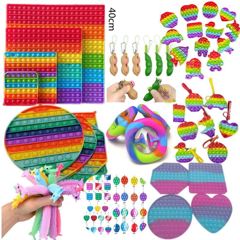 BIG SIZE Fidget Toy Keychain Rainbow Finger Toys Squeeze Grip Key Chain GIANT Push Bubble Game Noodle Rope Sensory Anxiety Stress Reliever
BIG SIZE Fidget Toy Keychain Rainbow Finger Toys Squeeze Grip Key Chain GIANT Push Bubble Game Noodle Rope Sensory Anxiety Stress Reliever