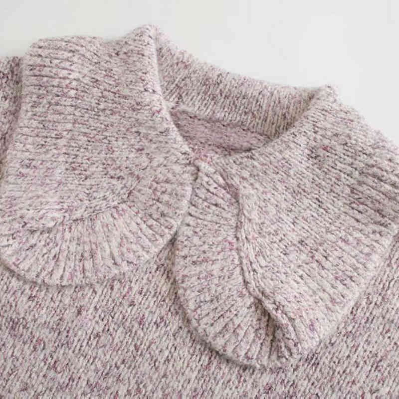 Casual Woman Loose Peter Pan Collar Sweater Fashion Ladies Autumn Lantern Sleeve Knitwear Female Sweet Oversized Tops 210515