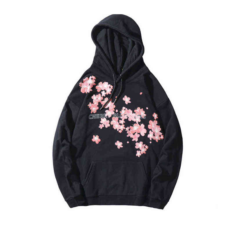 Cherry Blossom Sakura Print Hoodies Sweatshirts Harajuku Oversized Streetwear Sweatshirts Autumn Men/Women Cotton Hoodies CS704 211104