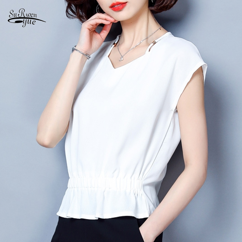 Solid Chiffon Blouse Women Summer Short Sleeve V-neck Fashion Large Size Elegant Waist Hugging Slim Lady's Tops 9042 50 210521, Burgundy
Solid Chiffon Blouse Women Summer Short Sleeve V-neck Fashion Large Size Elegant Waist Hugging Slim Lady's Tops 9042 50 210521, Burgundy