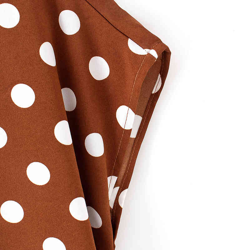 Polka Dot Long Jumpsuit Women Batwing Short Sleeve Loose Jump Suit With Belt Button Decorate Casual Jumpsuits Ladies 210515