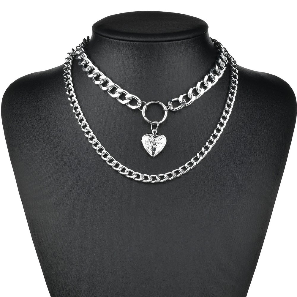 Gold and Silver Plating Layered Hip Hop Cuban Link Chain Heart Pendant Necklace
Gold and Silver Plating Layered Hip Hop Cuban Link Chain Heart Pendant Necklace