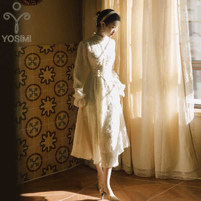 YOSIMI Chinese Style Cheongsam Spring Women Party Dress Autumn Vintage Mesh Mid-calf Fit and Flare Long Sleeve Beige 210604
YOSIMI Chinese Style Cheongsam Spring Women Party Dress Autumn Vintage Mesh Mid-calf Fit and Flare Long Sleeve Beige 210604