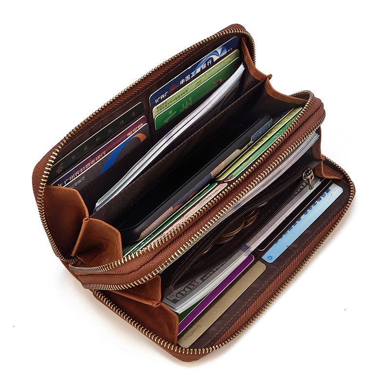 Wallets Men's Clutch Wallet Large Capacity Genuine Leather Long Double Zipper Phone Purse Wrist Band Male Money Bag With Coin Pocket 
Wallets Men's Clutch Wallet Large Capacity Genuine Leather Long Double Zipper Phone Purse Wrist Band Male Money Bag With Coin Pocket
