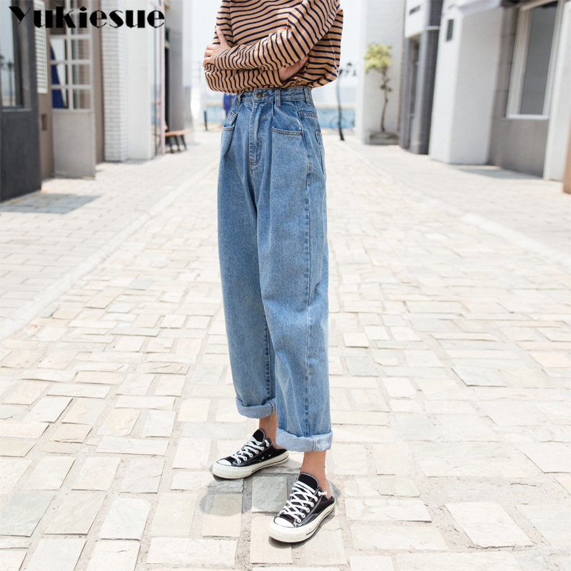 Vintage harem Pants boyfriend with High Waist Jeans for Women girls denim wide leg Pants Loose Cowboy jeans wman Plus size 210519, Blue
Vintage harem Pants boyfriend with High Waist Jeans for Women girls denim wide leg Pants Loose Cowboy jeans wman Plus size 210519, Blue