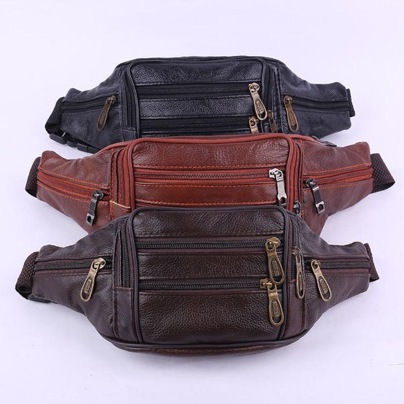Fashion Men Vintage Leather Waist Bag Cell Phone Holder Belt Fanny Pack Purse Wallet Bags