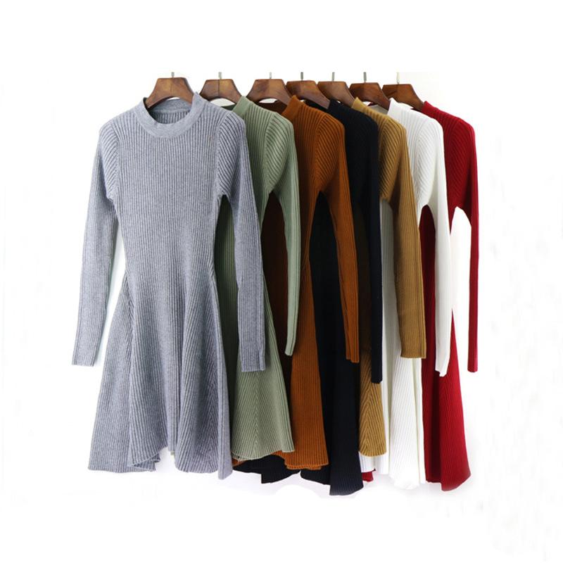 Casual Dresses 2021 Autumn Sweater Dress Women O-neck Long Sleeve A Line Knitted Mini Female Slim Brown Black Red Grey Vestidos, Beige 
Casual Dresses 2021 Autumn Sweater Dress Women O-neck Long Sleeve A Line Knitted Mini Female Slim Brown Black Red Grey Vestidos, Beige