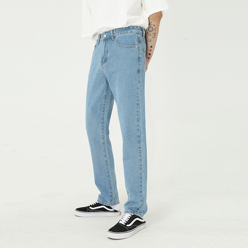 IEFB Men's Wear Summer Korean Slim Fit Blue Jeans Men's Straight Denim Trousers Streetwear Hip Hop Causal Pants 9Y7345 210524
