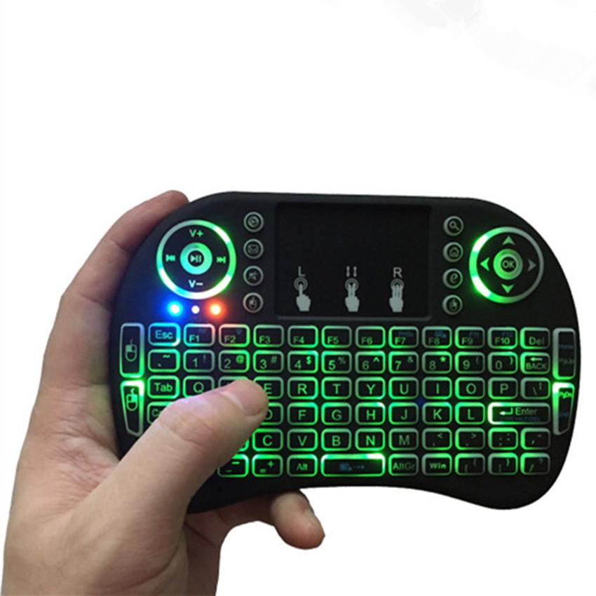 i8 Keyboard Backlit 2.4G Wireless Fly Air Mouse Rechargeable With Backlight Touchpad Remote Controlers For X96 max H96 TX3 TV Box