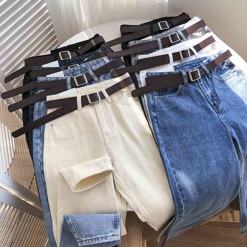 Straight black jeans women's spring clothes Korean version of slim blue nine-point radish pants with belt 210525, White
Straight black jeans women's spring clothes Korean version of slim blue nine-point radish pants with belt 210525, White