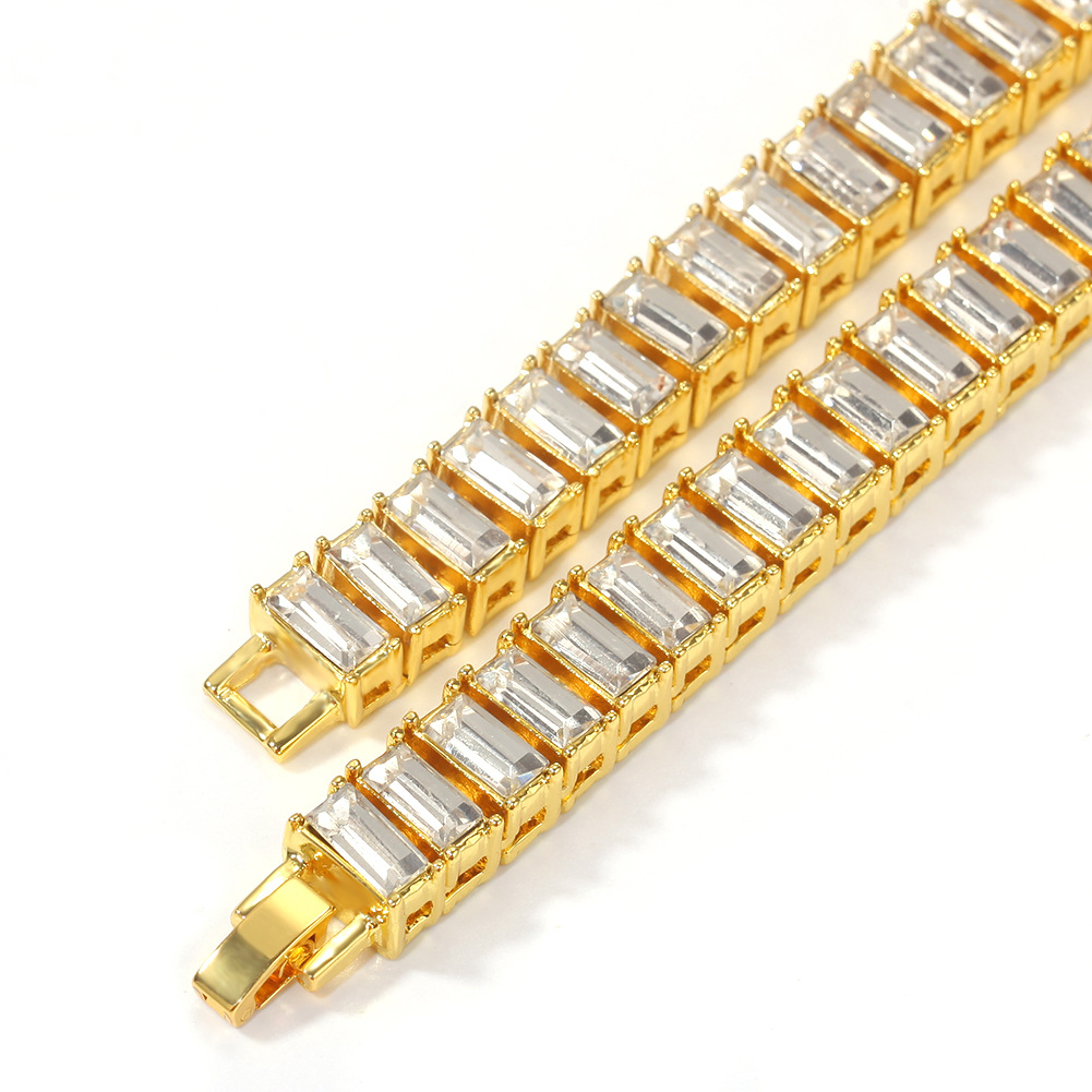 Hip Hop Tennis Chain Necklace Bling White T Zircon Jewelry Mens Women Gift Silver Gold