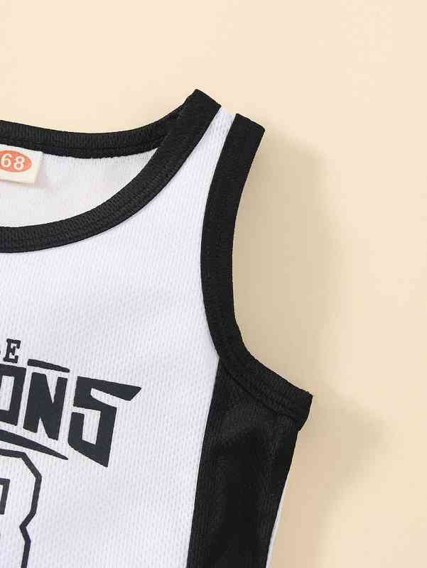 Baby Letter Graphic Two Tone Contrast Binding Tank Top & Shorts SHE