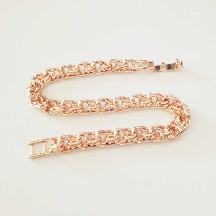 Rose Jewelry A Form of Weaving Long 7MM Wide Hand Catenary Gold Color Bracelet Men and Women designer bracelet women luxury jewelry gold mens love bra - view 4