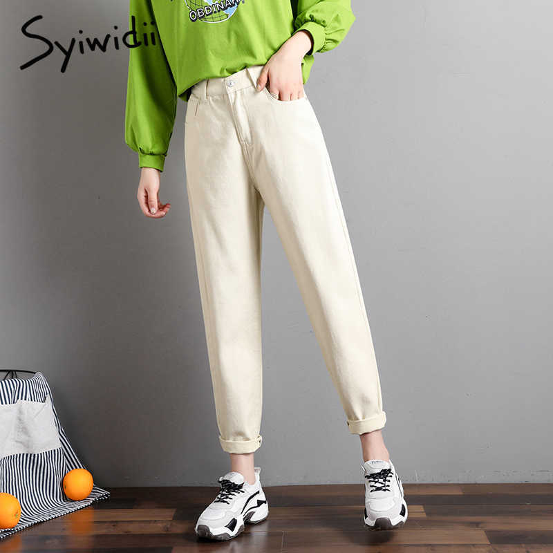 Syiwidii High Waist Jeans for Women Denim Pants Street Style Vintage Streetwear Elastic Black Korean Fashion Mom 210922