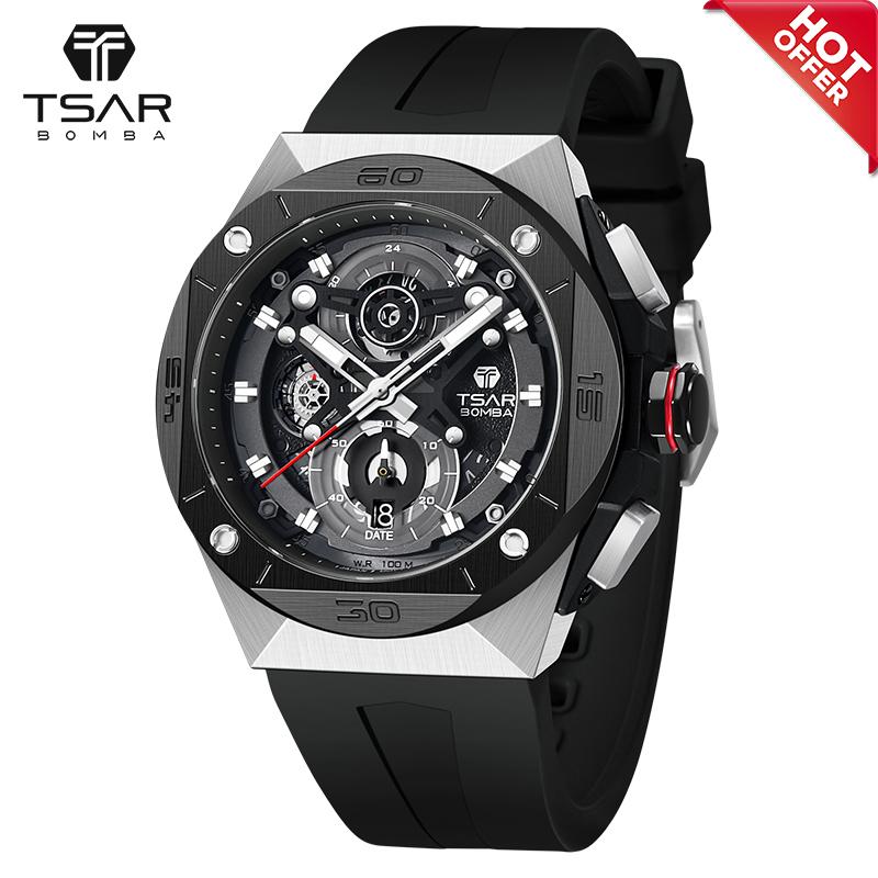 Wristwatches TSAR BOMBA Diver Mens Watch 100M Waterproof Luminous Tonneau Design Sapphire Crystal Fashion Quartz Watches Of Men, Red
Wristwatches TSAR BOMBA Diver Mens Watch 100M Waterproof Luminous Tonneau Design Sapphire Crystal Fashion Quartz Watches Of Men, Red