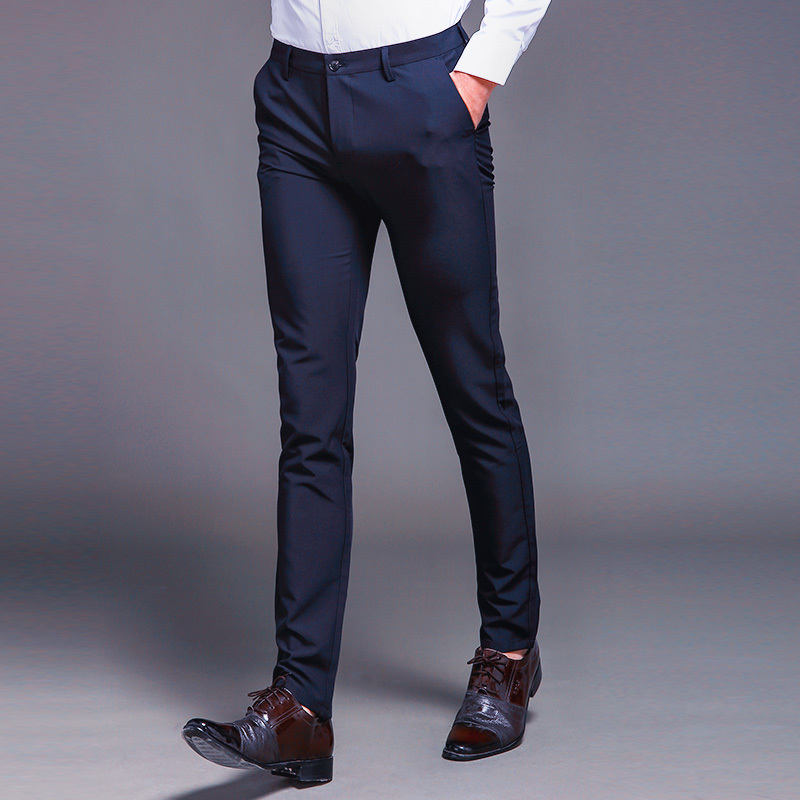 Classic Men's Trousers Male High Quality Social Straight Summer Formal Office Stretch No Iron Business Casual Dress Black Pants 210518