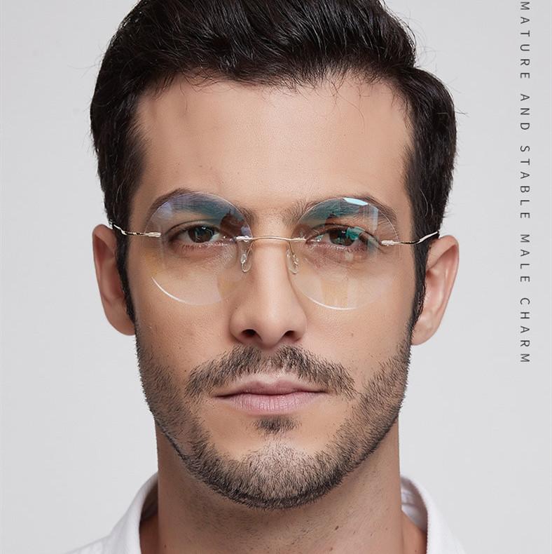 Fashion Sunglasses Frames Round Rimless Eyeglass Frame Optical Women Frameless Clear Lens Metal Big Circle Flexible Eye Glasses For Men Gold