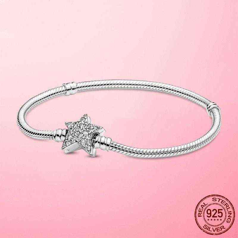 Cz Femme Bracelet 925 Sterling Silver Moments Asymmetric Star Clasp Snake Chain for Women Jewellery
Cz Femme Bracelet 925 Sterling Silver Moments Asymmetric Star Clasp Snake Chain for Women Jewellery