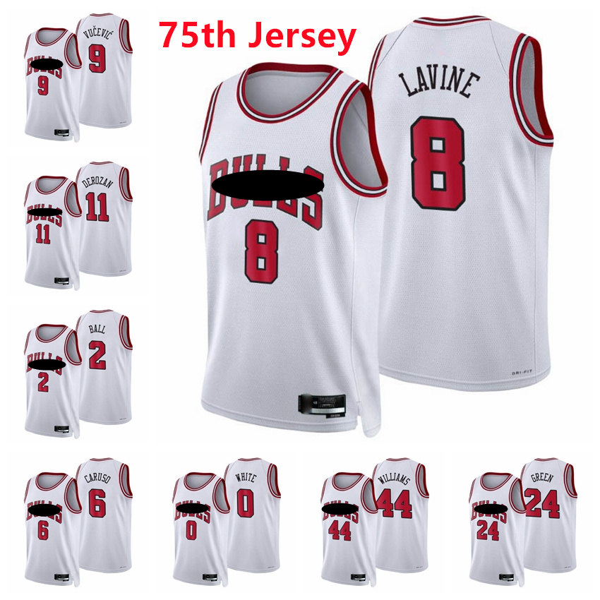 ChicagoBullsMen Zach LaVine 8 DeMar DeRozan 11 Lonzo Ball 2 Alex Caruso 6 Nikola Vucevic White Williams 2021/22 75th Diamond Whi, Black
ChicagoBullsMen Zach LaVine 8 DeMar DeRozan 11 Lonzo Ball 2 Alex Caruso 6 Nikola Vucevic White Williams 2021/22 75th Diamond Whi, Black