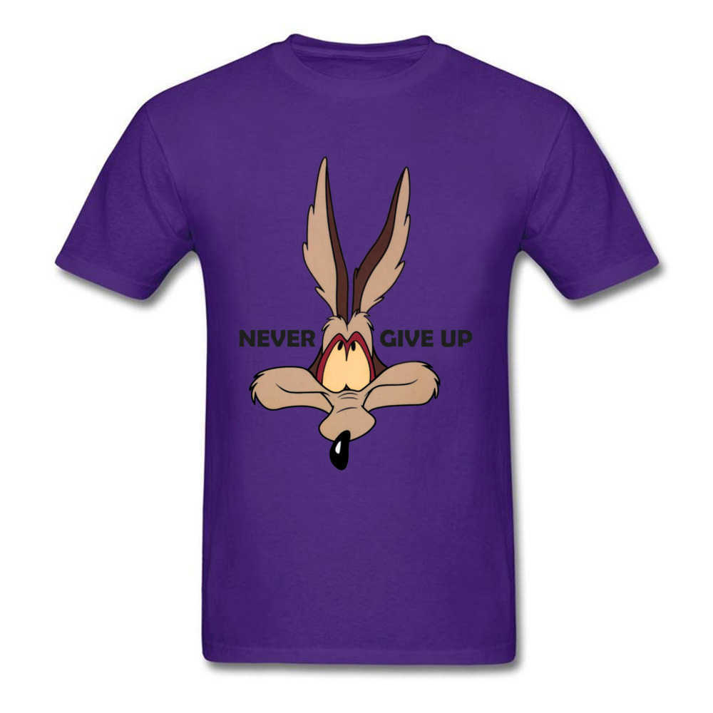 Tops Wolf Tees Men Green Tshirt Coyote Never Give Up Funny T Shirt Latest Cartoon Print T-shirts Cotton Team Clothes Custom 210629